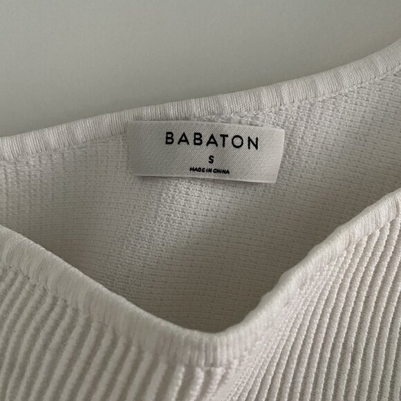 Aritzia Babaton Sculpt Knit One-Shoulder Cropped Tank in White - Picture 4 of 6